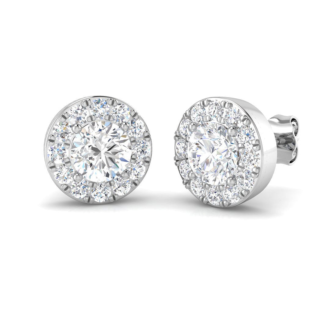 9ct White Gold Round Lab Grown Diamond Earrings 1