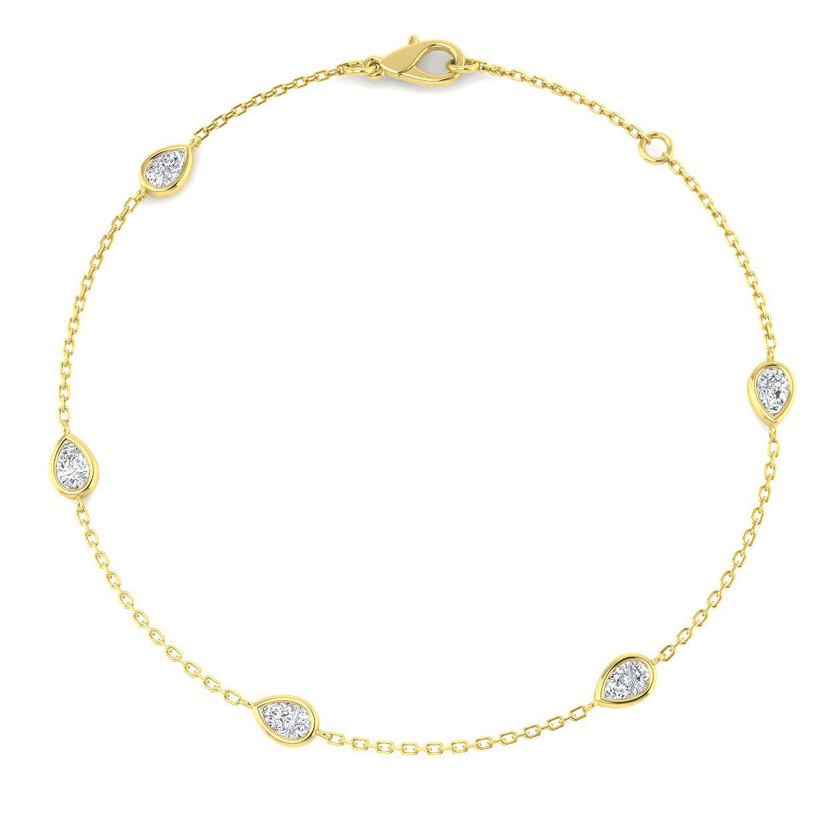9ct Yellow Gold Pear Lab Grown Diamond Bracelet 1
