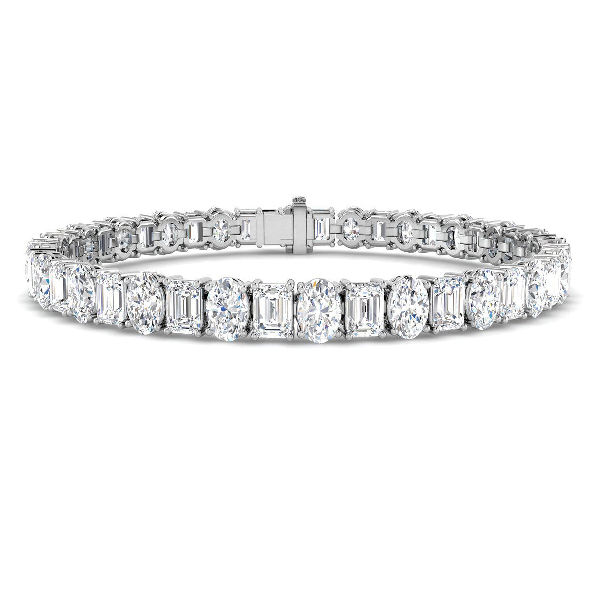 9ct White Gold Emerald Cut and Oval Lab Grown Diamond Bracelet 1
