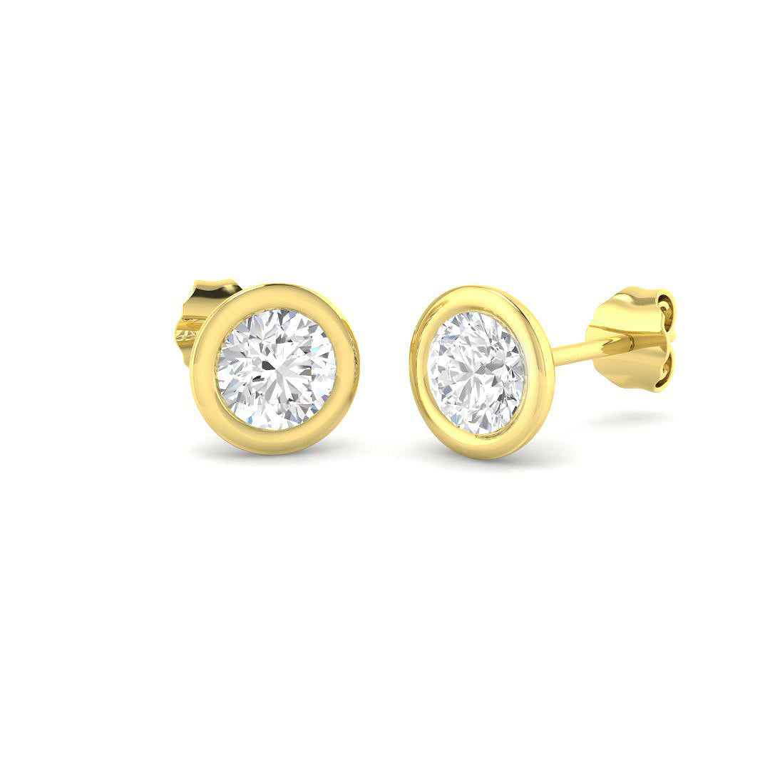 18ct Yellow Gold Round Lab Grown Diamond Earrings 1