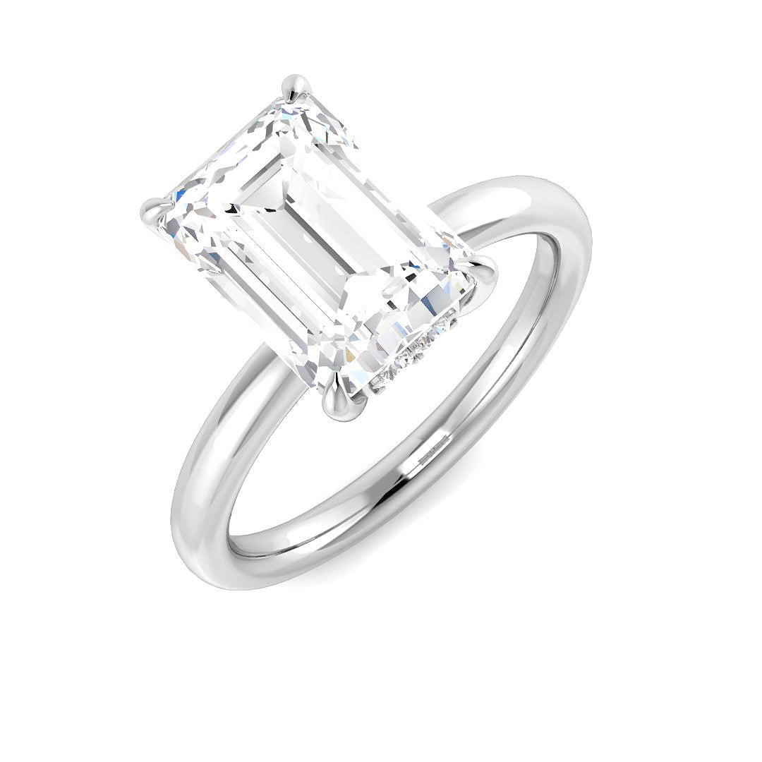 9ct White Gold Emerald Cut Lab Grown Diamond Ring 1