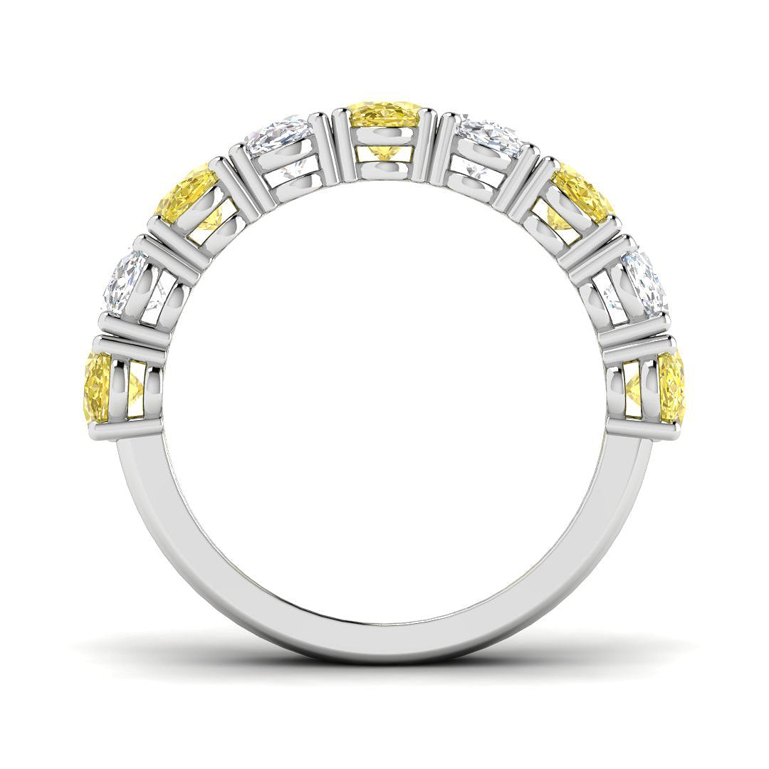 9ct White Gold Oval Lab Grown Diamond and Lab Yellow Diamond Ring 2