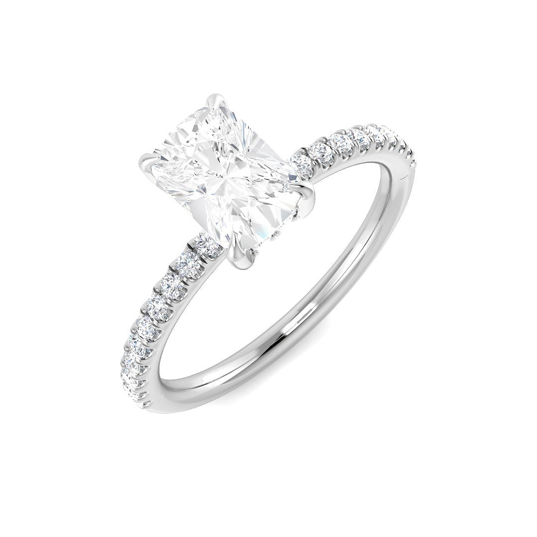 9ct White Gold Radiant Lab Grown Diamond Ring 1