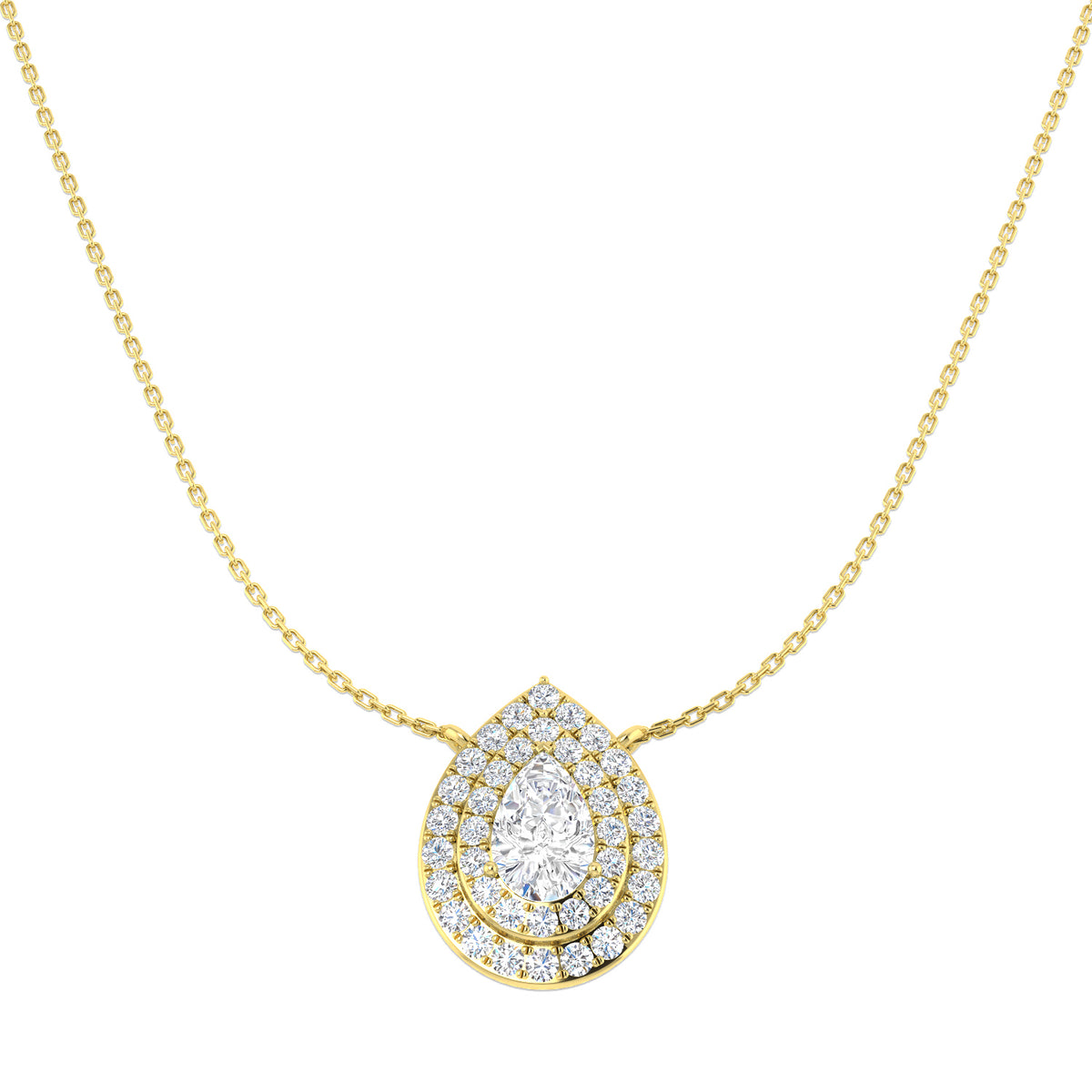 9ct Yellow Gold Pear Lab Grown Diamond Necklace 1