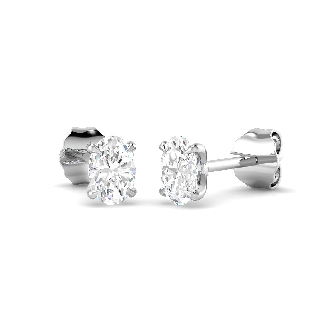 9ct White Gold Oval Lab Grown Diamond Earrings 1
