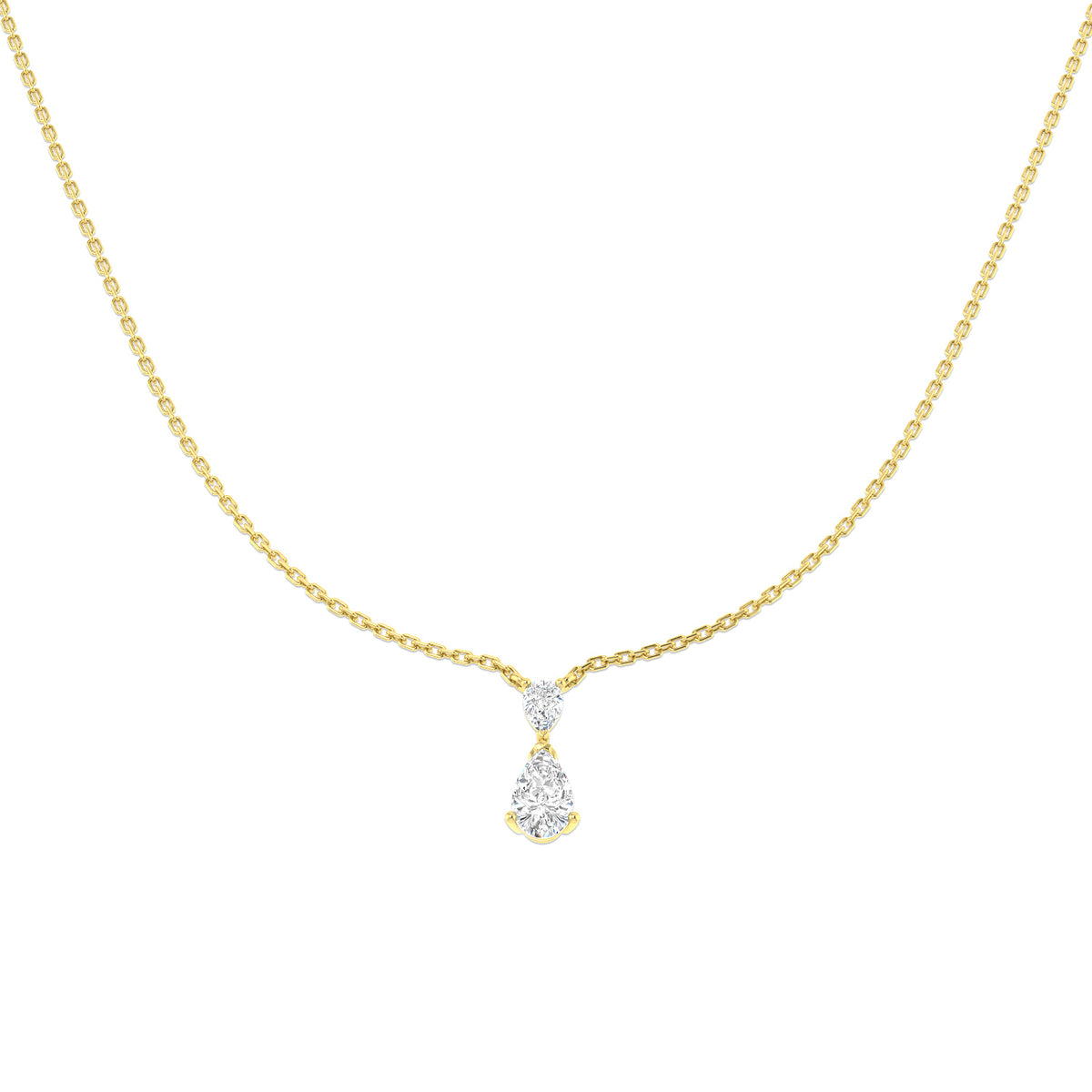 9ct Yellow Gold Pear Lab Grown Diamond Necklace 1
