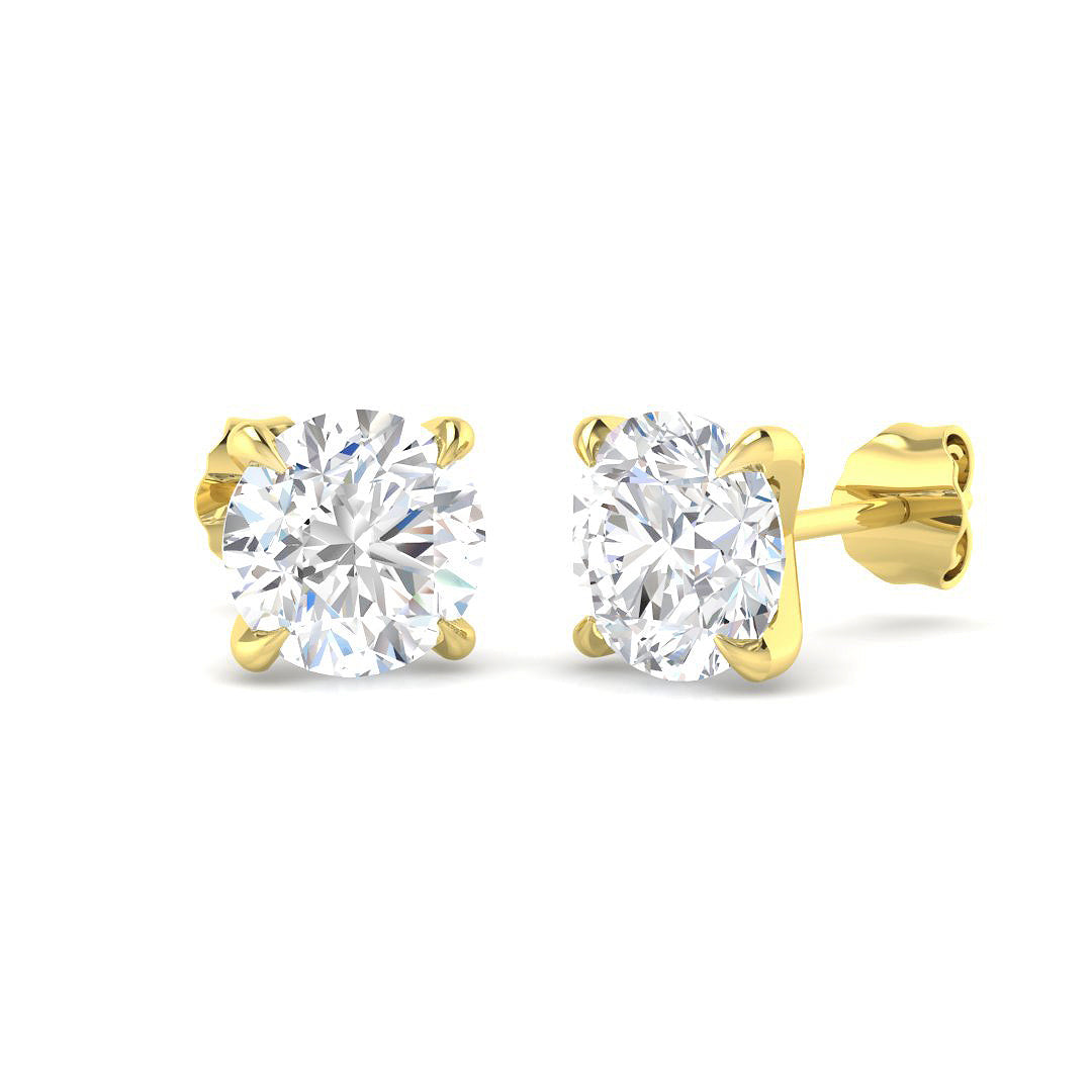 9ct Yellow Gold Round Lab Grown Diamond Earrings 1