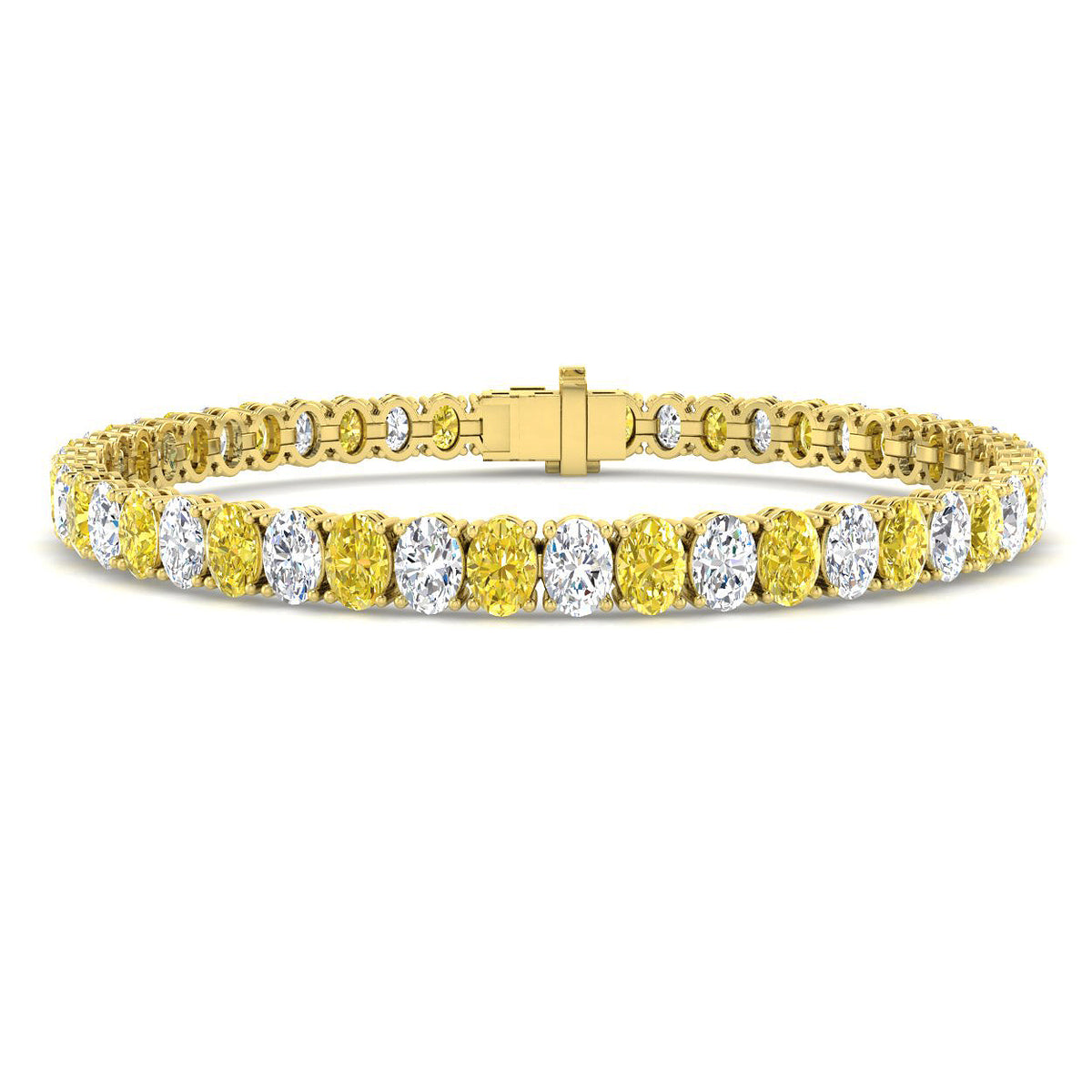 9ct Yellow Gold Oval Lab Grown Diamond and Lab Yellow Diamond Bracelet 1
