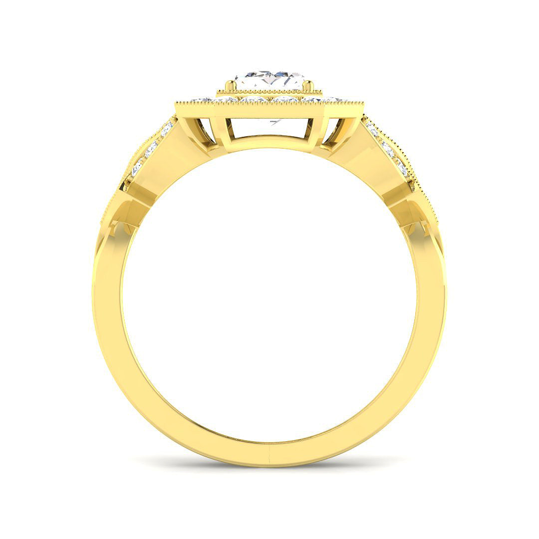 9ct Yellow Gold Emerald Cut Lab Grown Diamond Ring 2