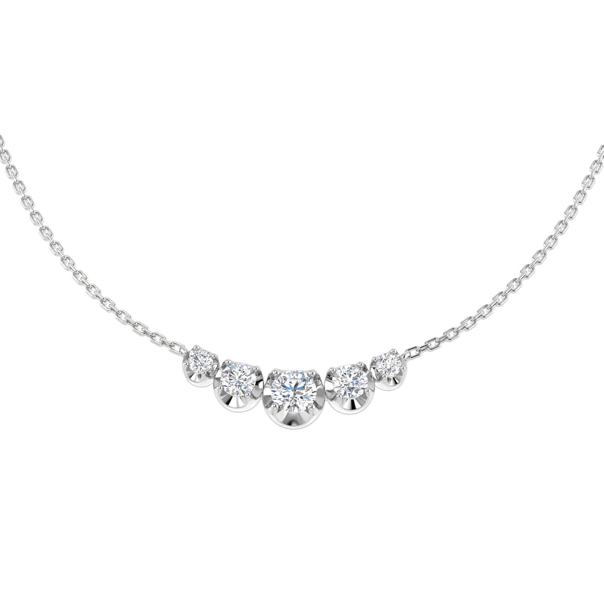 9ct White Gold Round Lab Grown Diamond Necklace 1