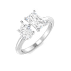 18ct White Gold Pear and Radiant Lab Grown Diamond Ring 1