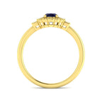 9ct Yellow Gold Baguette and Oval Blue Sapphire and Diamond Ring 2