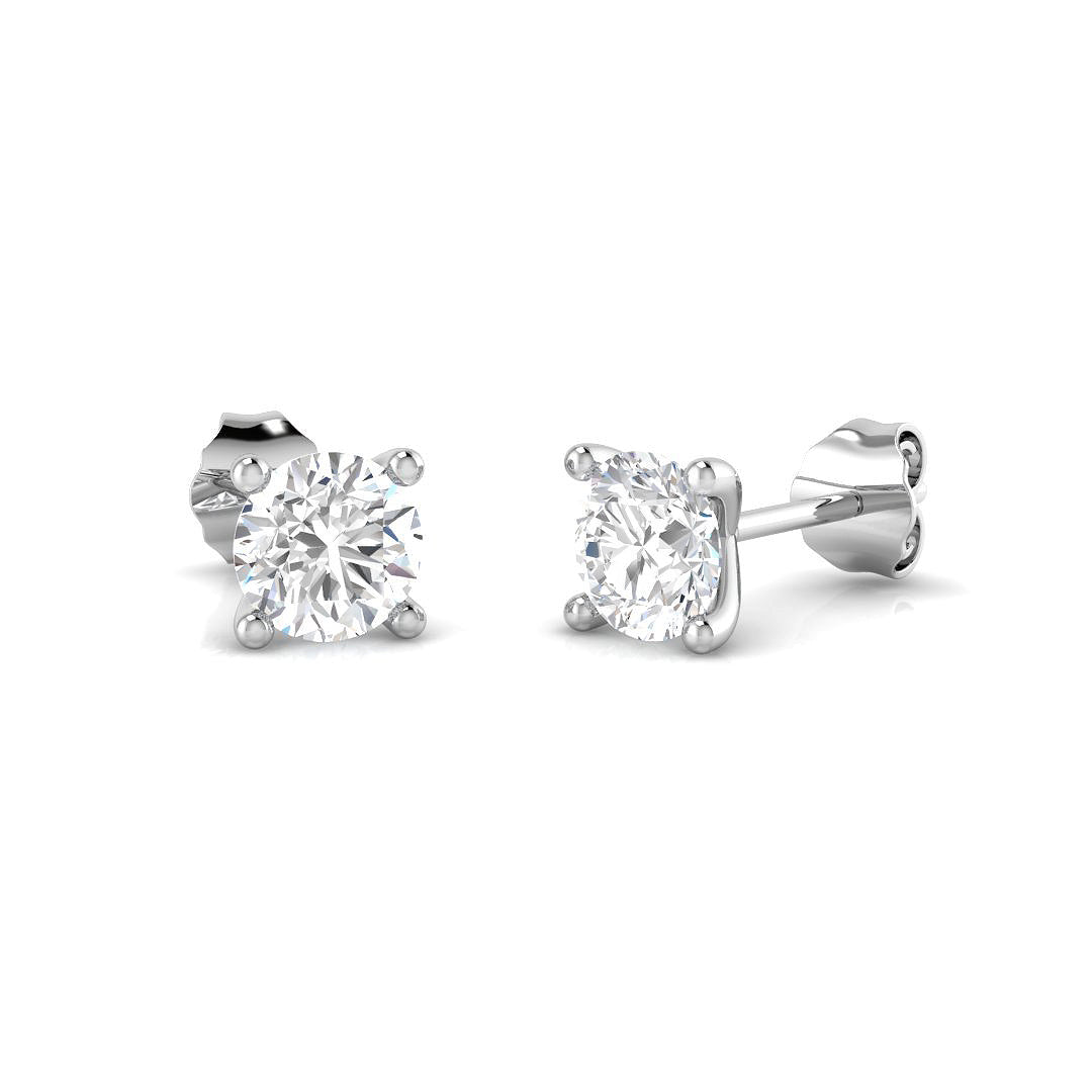18ct White Gold Round Lab Grown Diamond Earrings 1