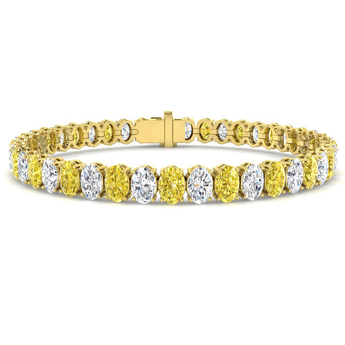 9ct Yellow Gold Oval Lab Grown Diamond and Lab Yellow Diamond Bracelet 1