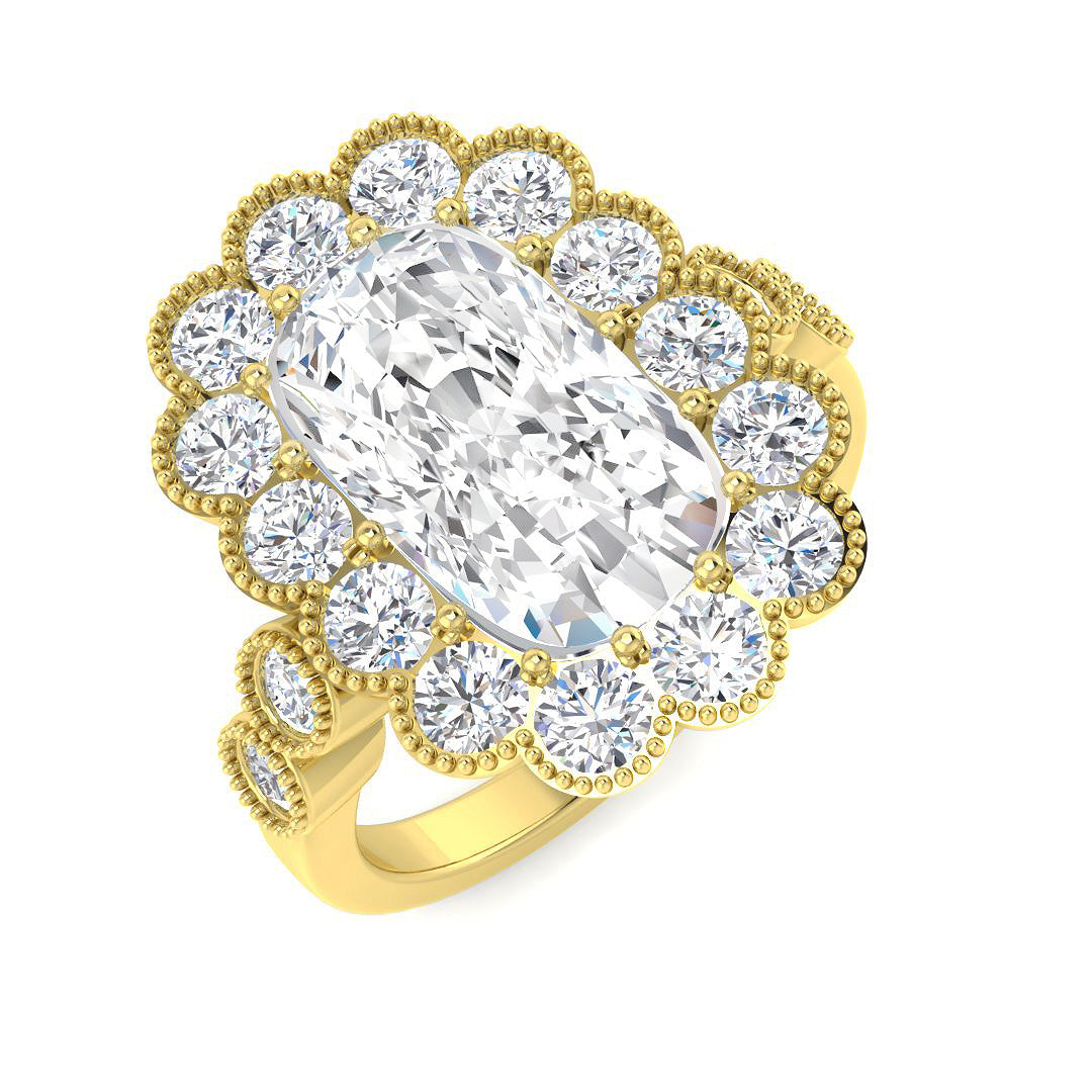 9ct Yellow Gold Cushion Cvd Old Cut Ring 1
