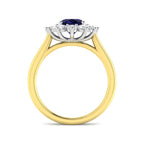 9ct Two Tone Oval Blue Sapphire and Diamond Ring 2