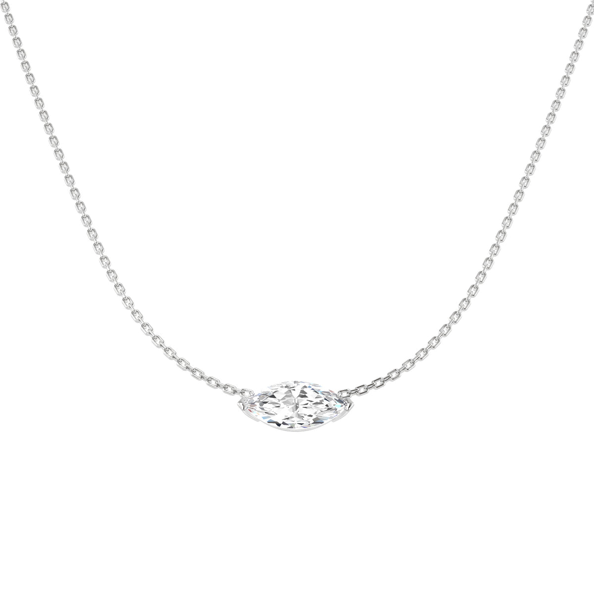 9ct White Gold Marquise Lab Grown Diamond Necklace 1