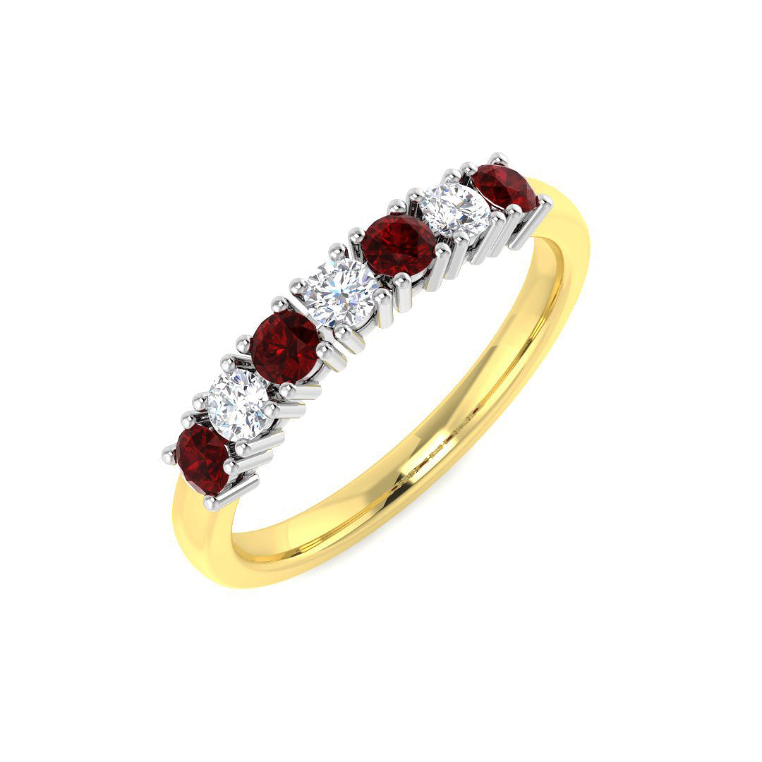 9ct Yellow Gold Round Ruby and Diamond Ring 1