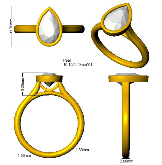 9ct Yellow Gold Pear Lab Grown Diamond Ring 3