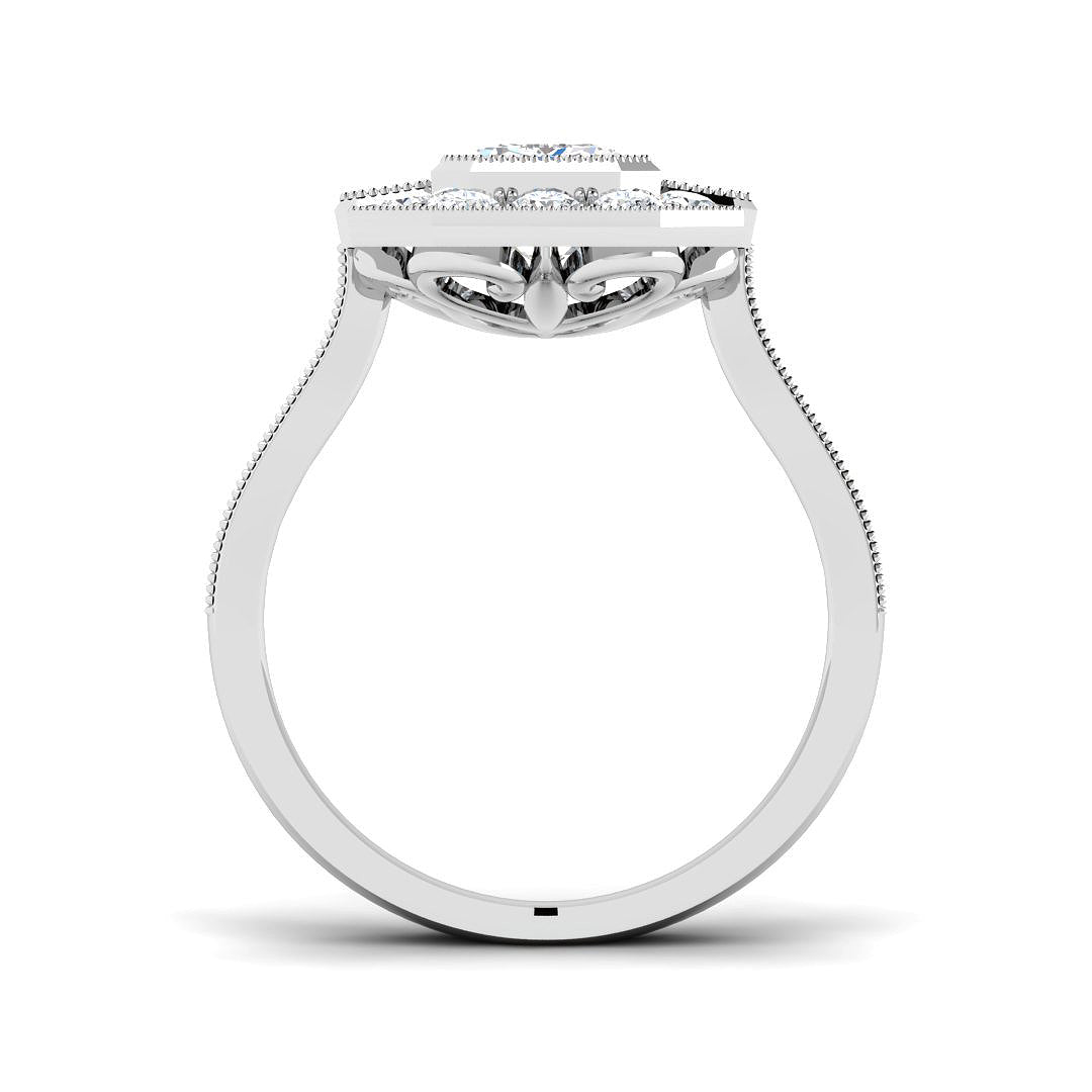 9ct White Gold Emerald Cut Lab Grown Diamond Ring 2