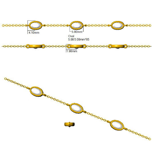 9ct Yellow Gold Oval Lab Grown Diamond Bracelet 2