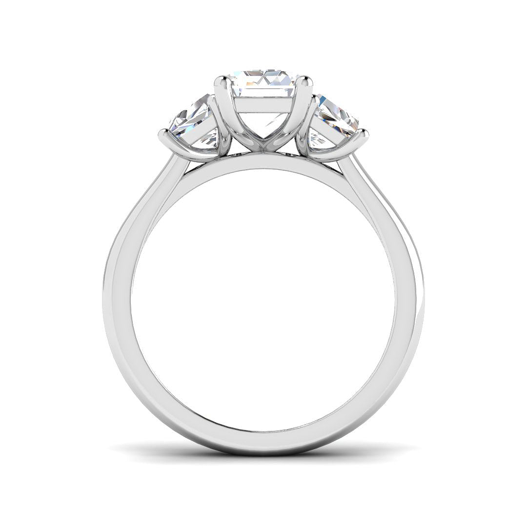 Platinum Emerald Cut and Trapezoid Lab Grown Diamond Ring 2