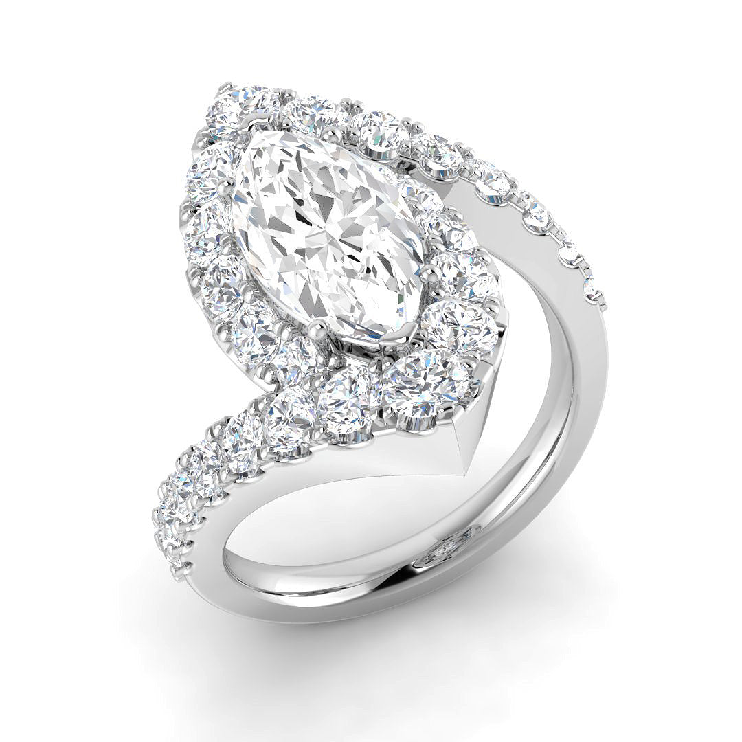 9ct White Gold Marquise Lab Grown Diamond Ring 1