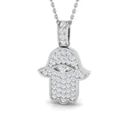 9ct White Gold Round Lab Grown Diamond Pendant 1