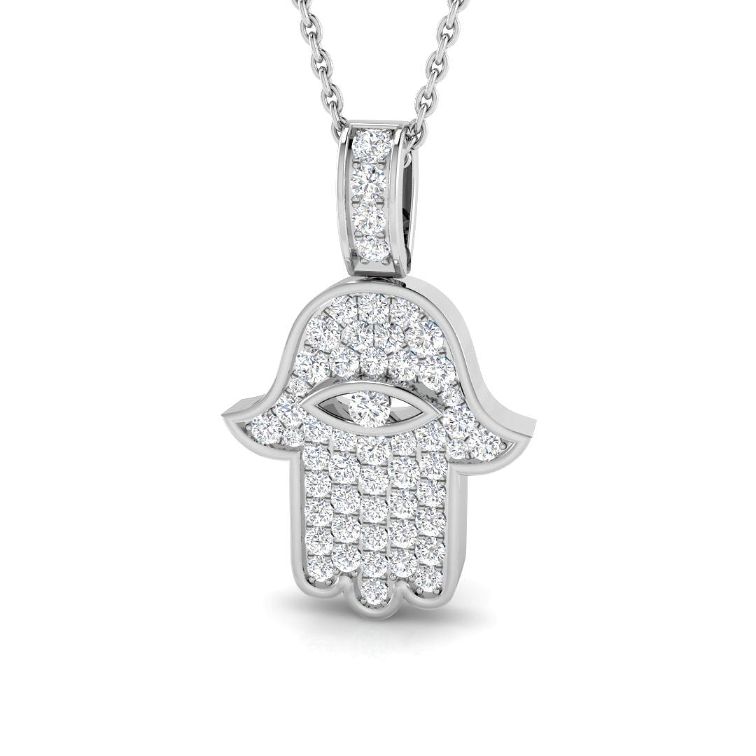 9ct White Gold Round Lab Grown Diamond Pendant 1