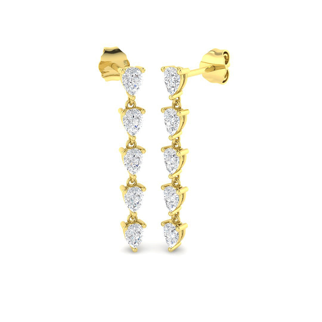 9ct Yellow Gold Pear Lab Grown Diamond Earrings 1