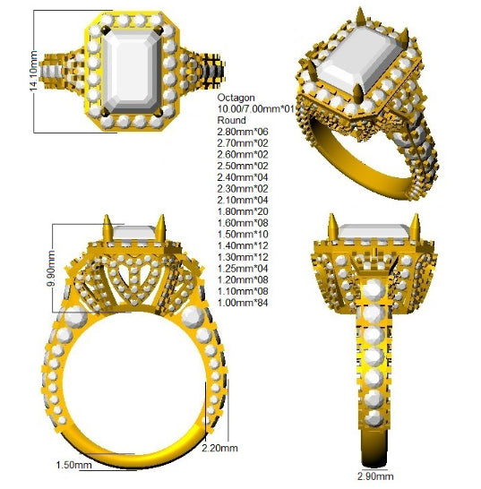 9ct Yellow Gold Radiant Lab Grown Diamond Ring 3