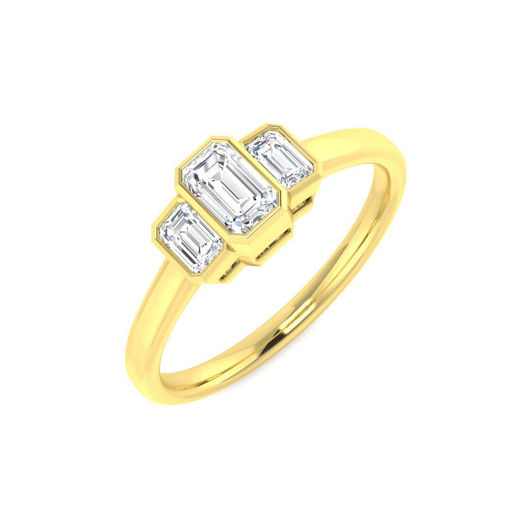9ct Yellow Gold Emerald Cut Lab Grown Diamond Ring 1