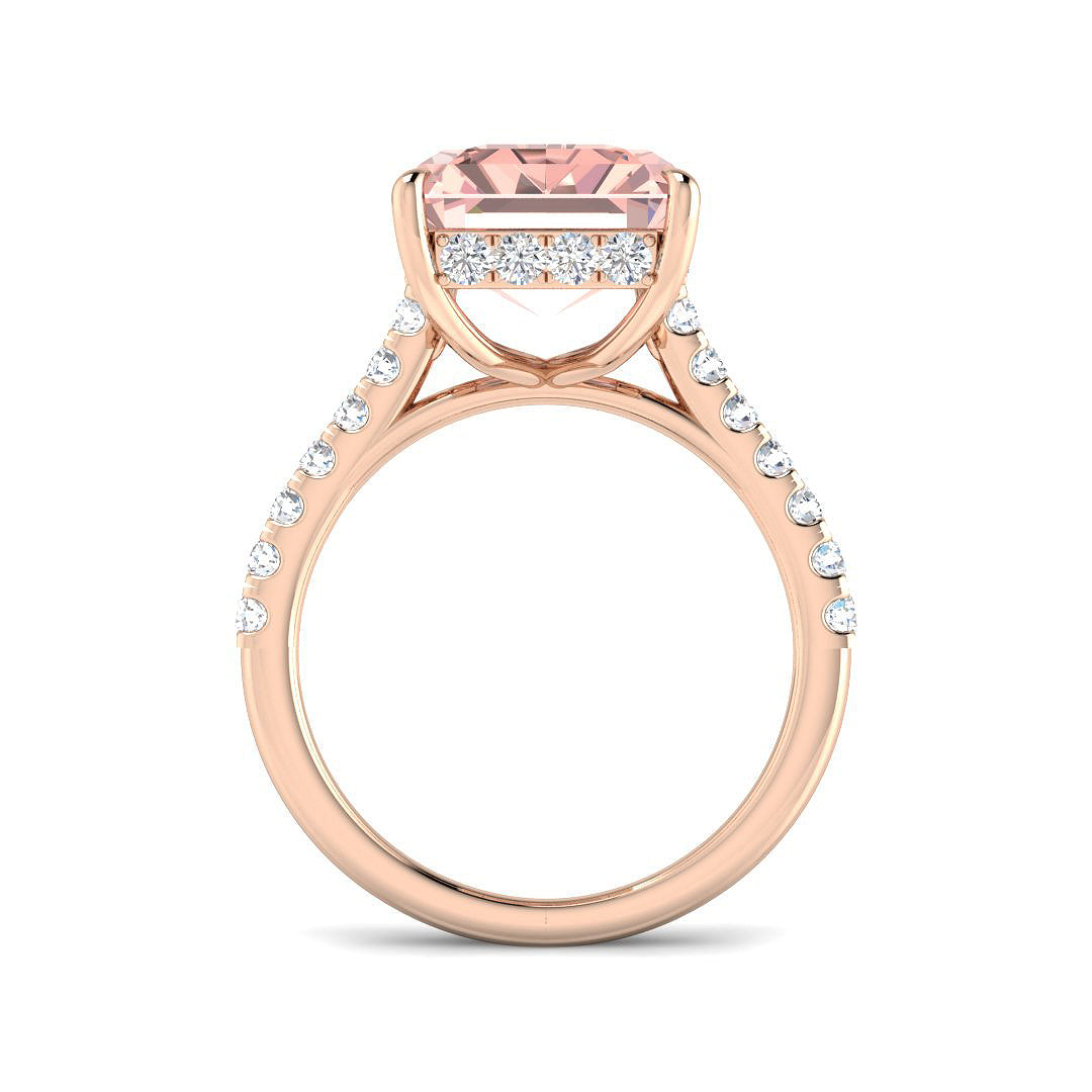 9ct Rose Gold Emerald Cut Lab Grown Diamond and Lab Pink Diamond Ring 2
