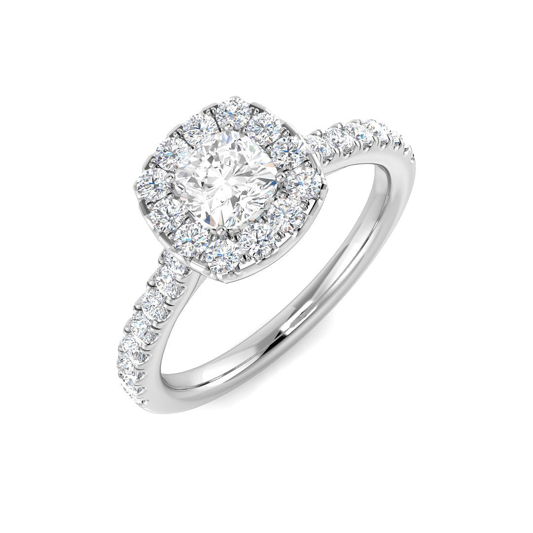 9ct White Gold Cushion Lab Grown Diamond Ring 1