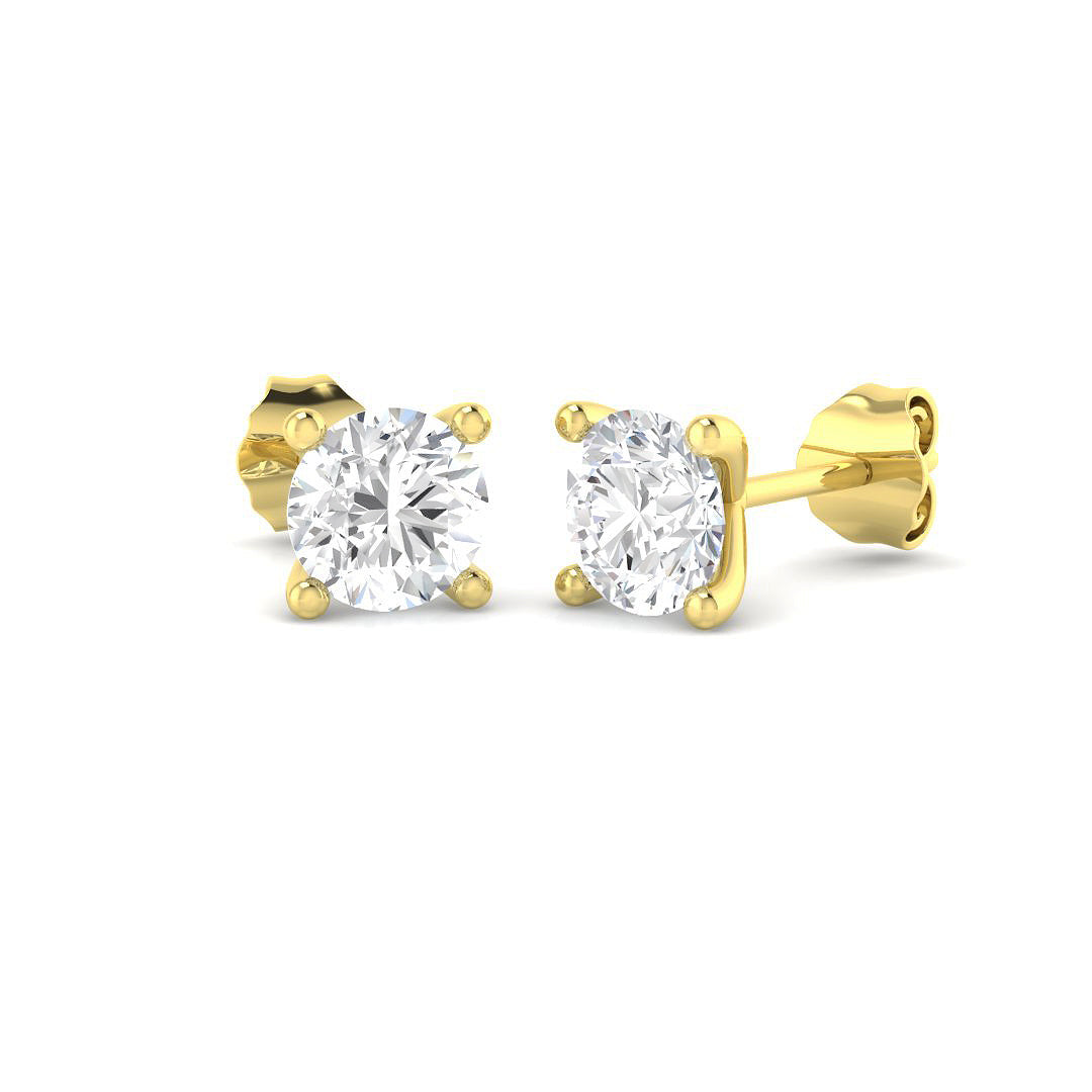 18ct Yellow Gold Round Lab Grown Diamond Earrings 1