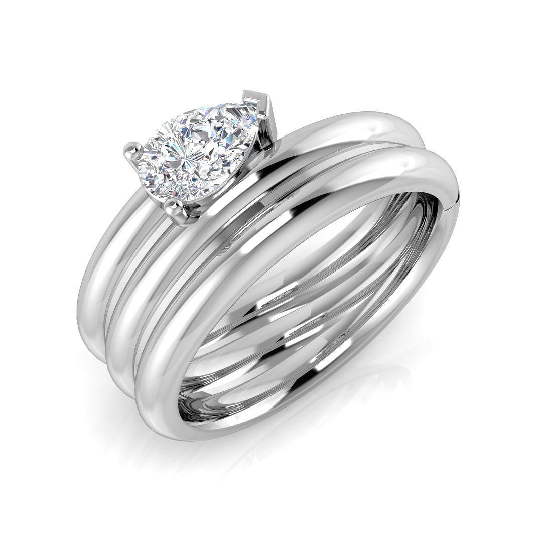 9ct White Gold Pear Lab Grown Diamond Ring 1