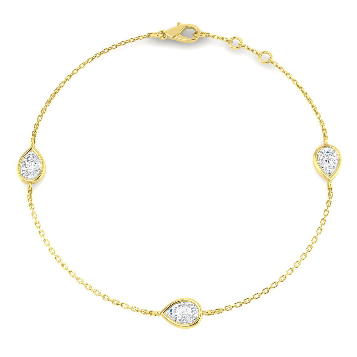 9ct Yellow Gold Pear Lab Grown Diamond Bracelet 1