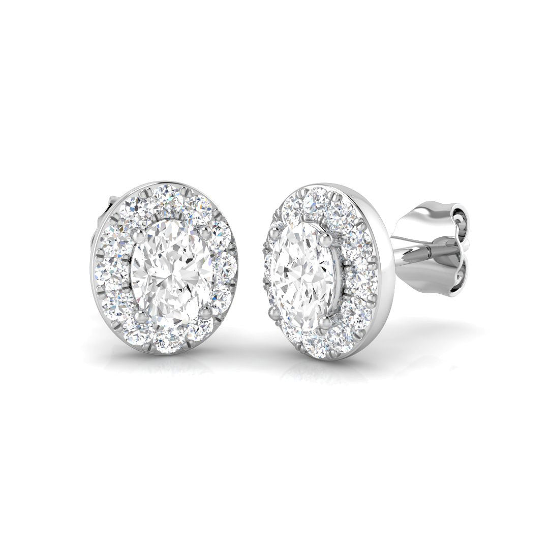 9ct White Gold Oval Lab Grown Diamond Earrings 1