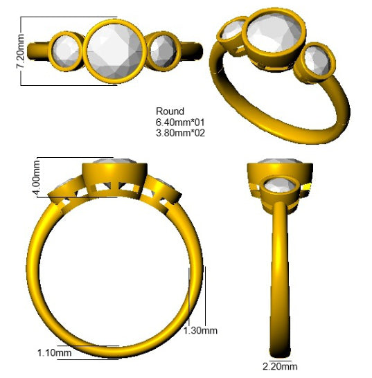 9ct Yellow Gold Round Cvd Old Cut Ring 3