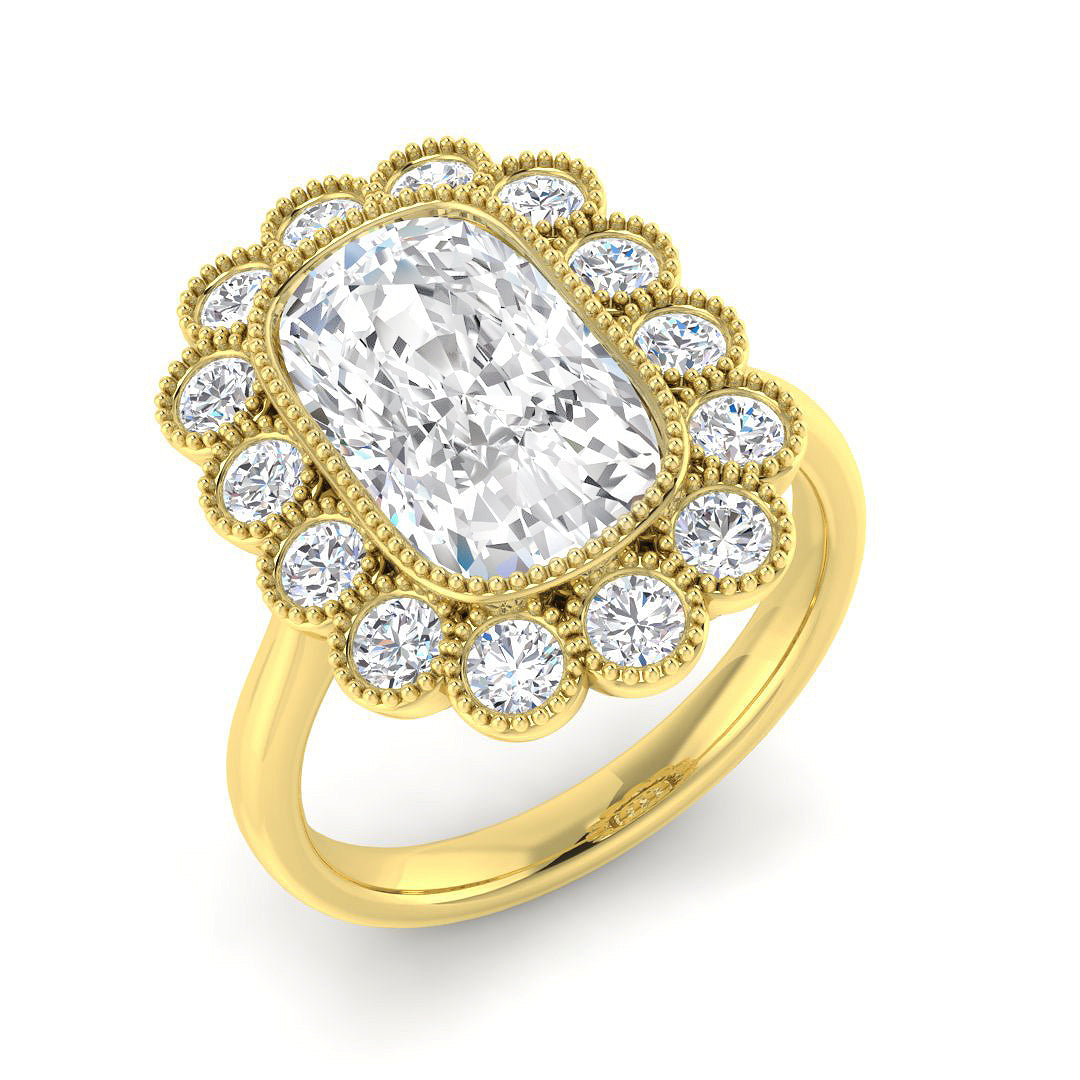 9ct Yellow Gold Cushion Cvd Old Cut Ring 1