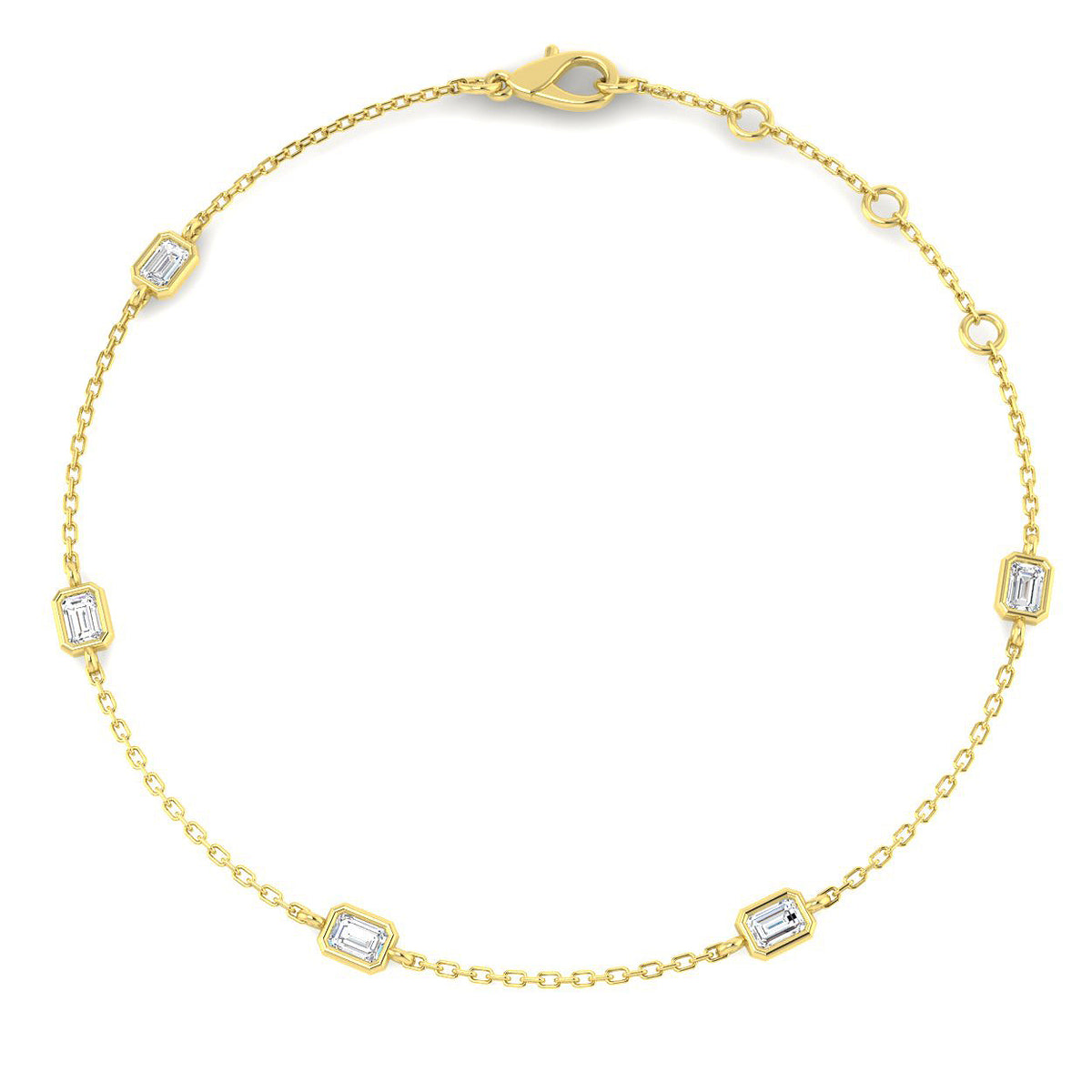 9ct Yellow Gold Emerald Cut Lab Grown Diamond Bracelet 1