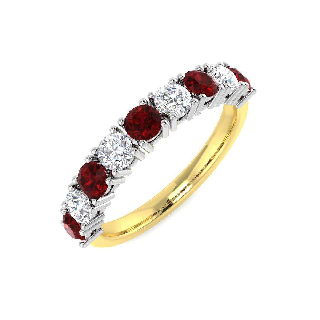 18ct Two Tone Round Ruby and Diamond Ring 1