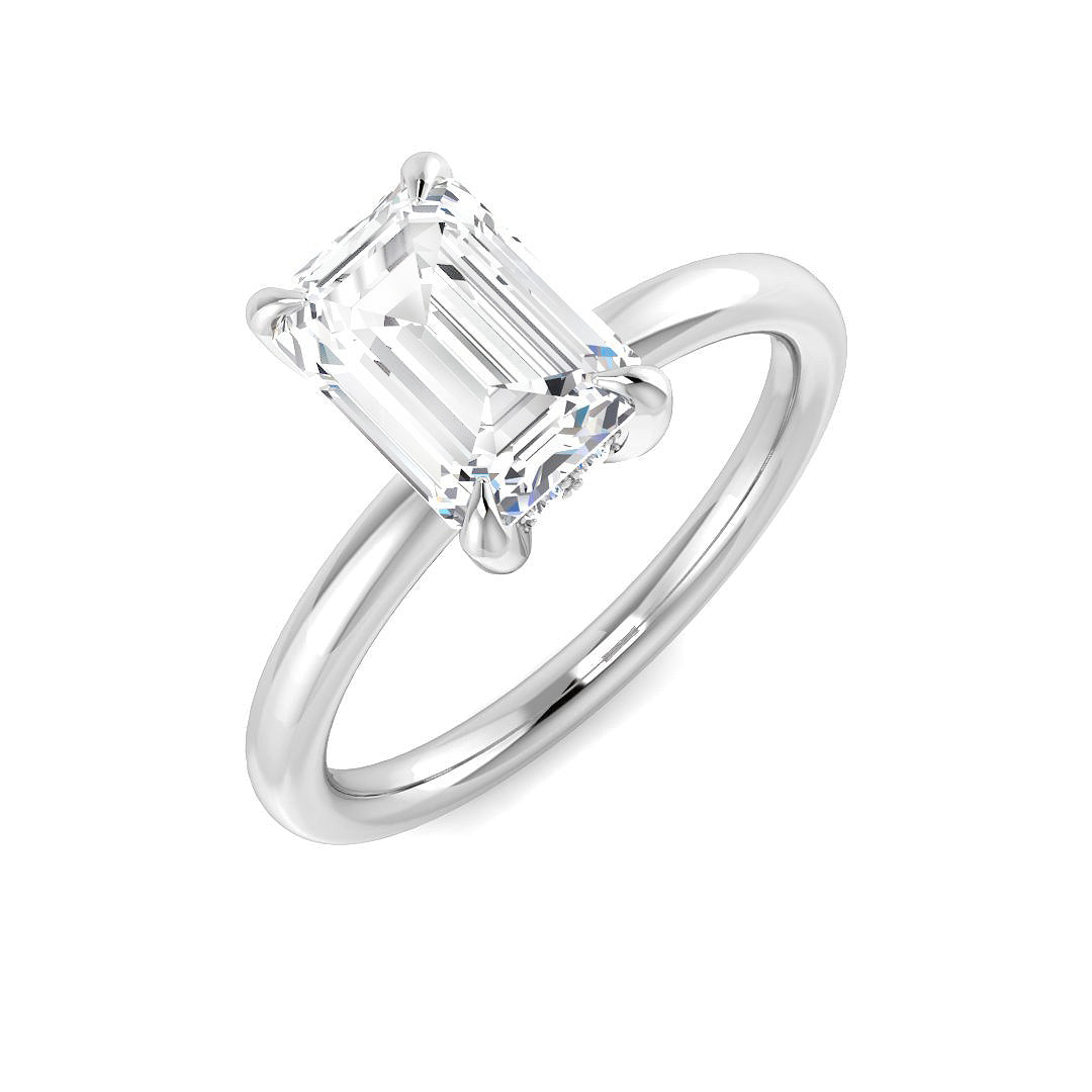 Platinum Emerald Cut Lab Grown Diamond Ring 1