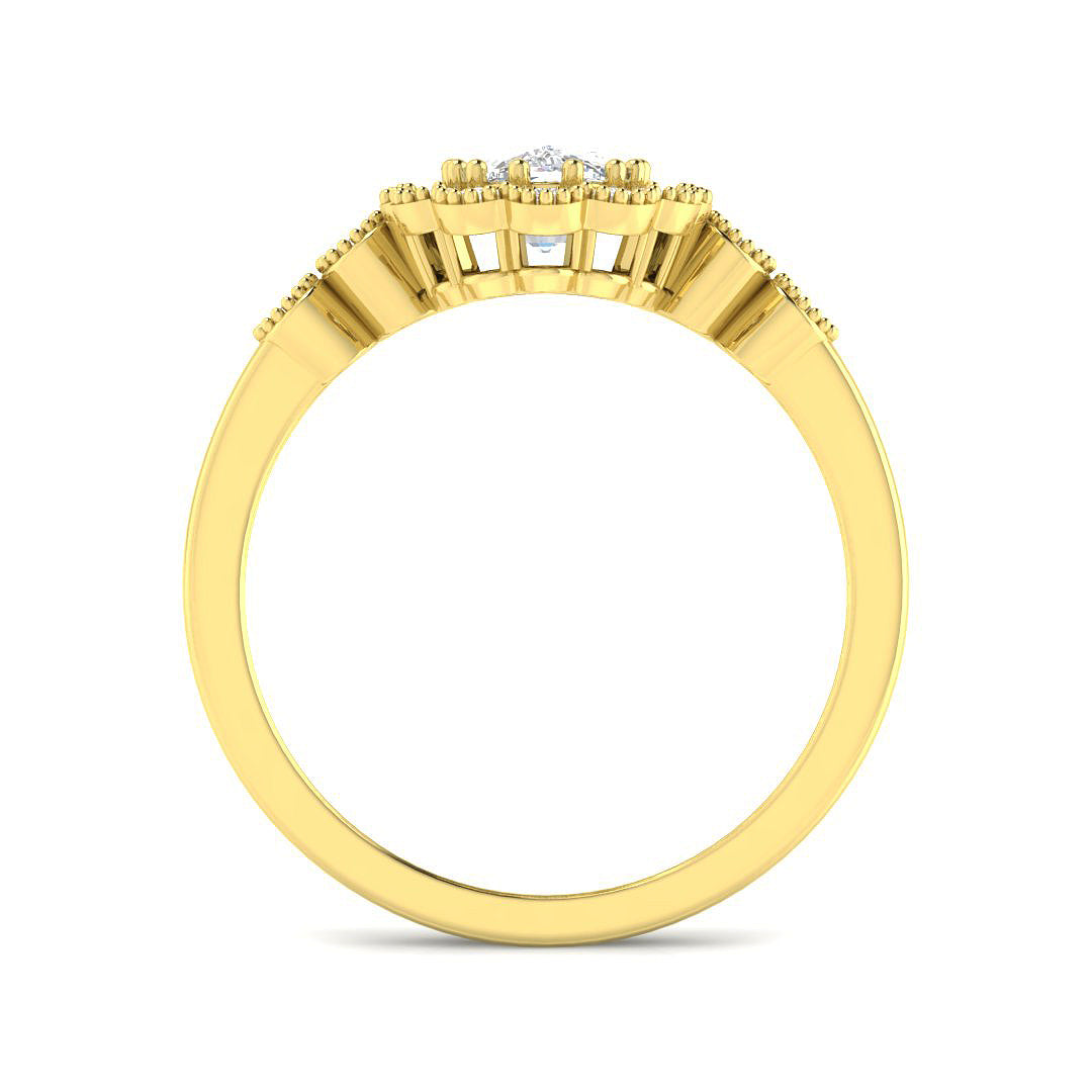 9ct Yellow Gold Cushion Lab Grown Diamond Ring 2