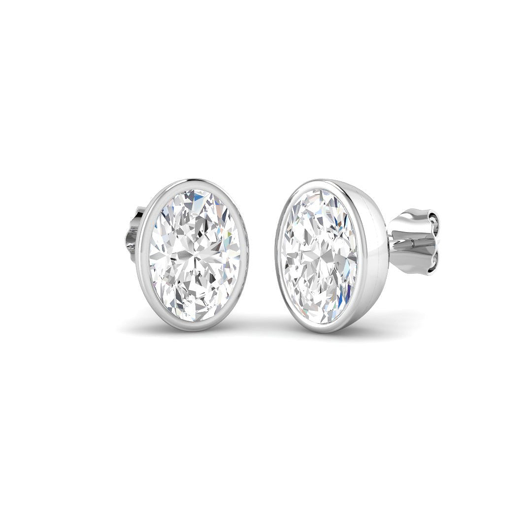 9ct White Gold Oval Lab Grown Diamond Earrings 1