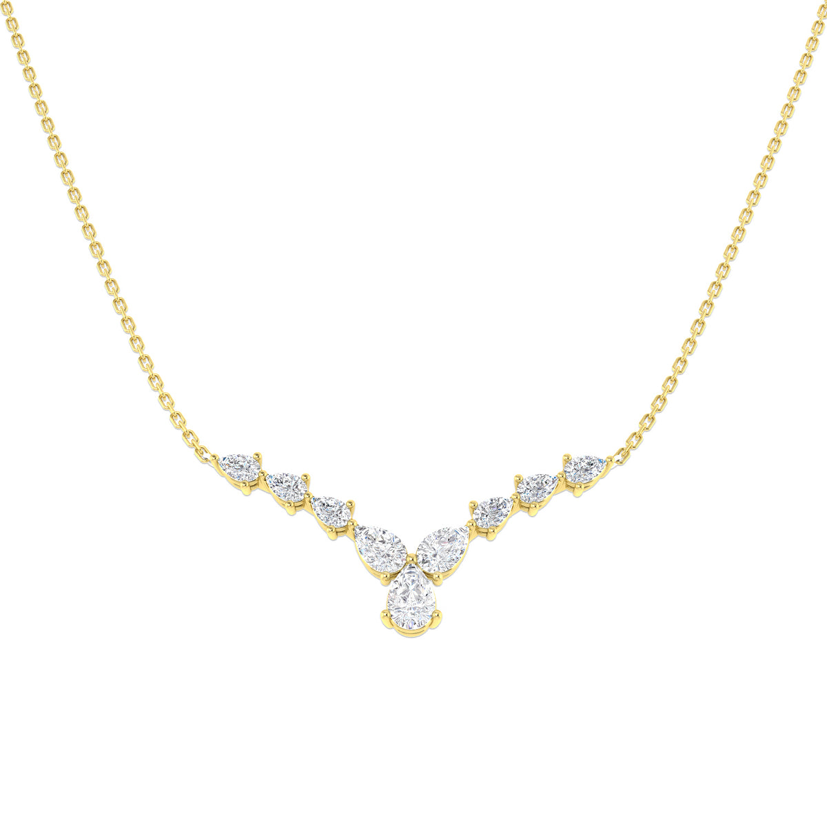 9ct Yellow Gold Pear Lab Grown Diamond Necklace 1