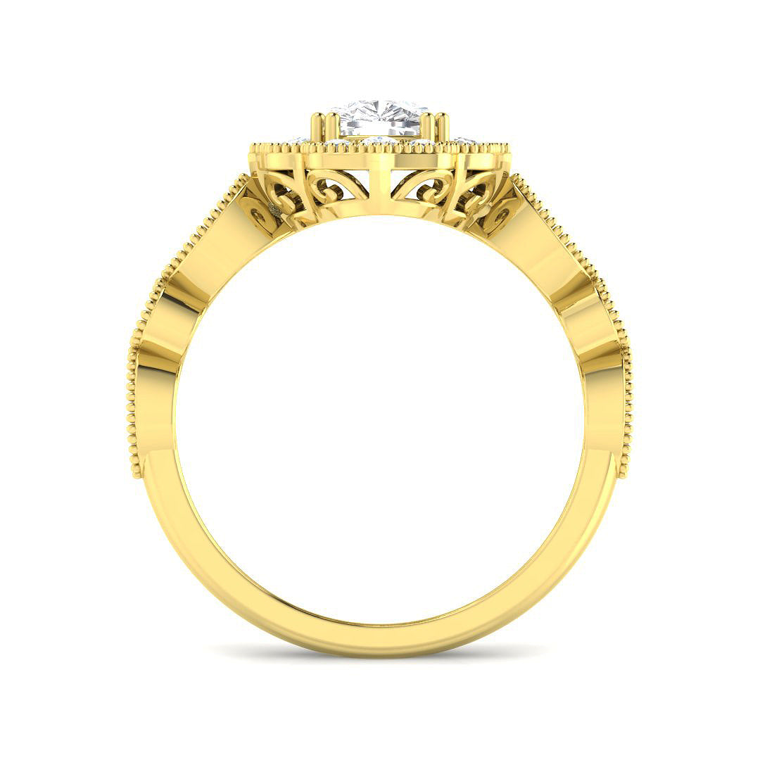 9ct Yellow Gold Cushion Cvd Old Cut Ring 2