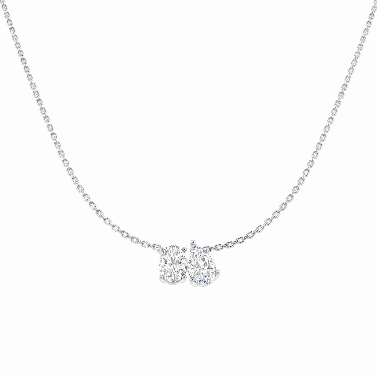 9ct White Gold Oval and Pear Lab Grown Diamond Necklace 1