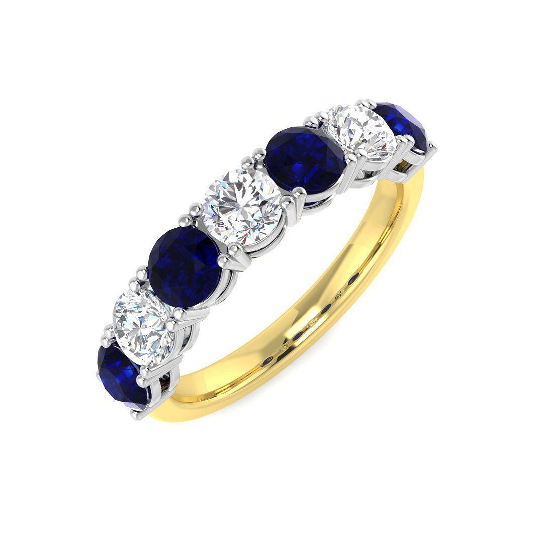 18ct Two Tone Round Blue Sapphire and Diamond Ring 1