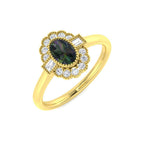 9ct Yellow Gold Baguette and Oval Teal Sapphire and Diamond Ring 1